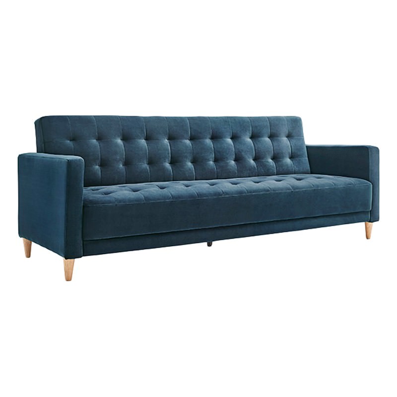 Rosemary Velvet Fabric Clic Clac Sofa Bed, Dark Blue