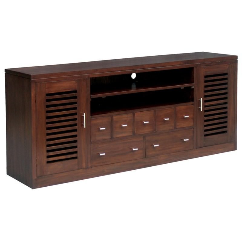 Holland Solid Mahogany 2 Door 7 Drawer Entertainment Unit in Mahogany