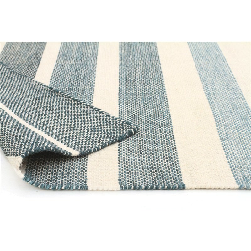 Skandi Helsinki Flatwoven Wool and Cotton Rug, 225x155cm, Teal