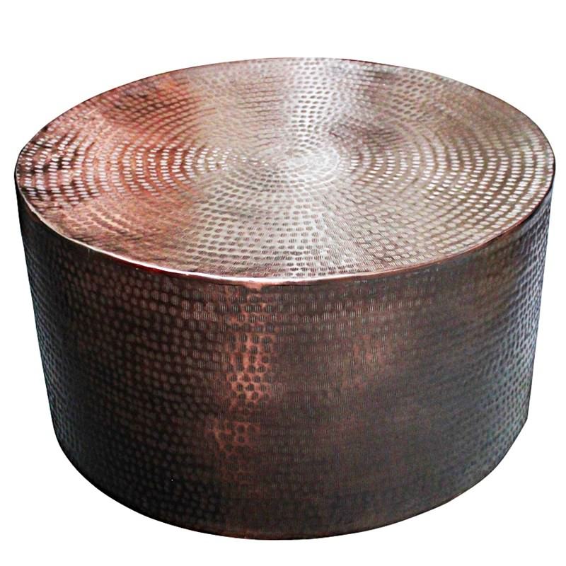 Shani Hammered Aluminium 80cm Round Coffee Table Copper