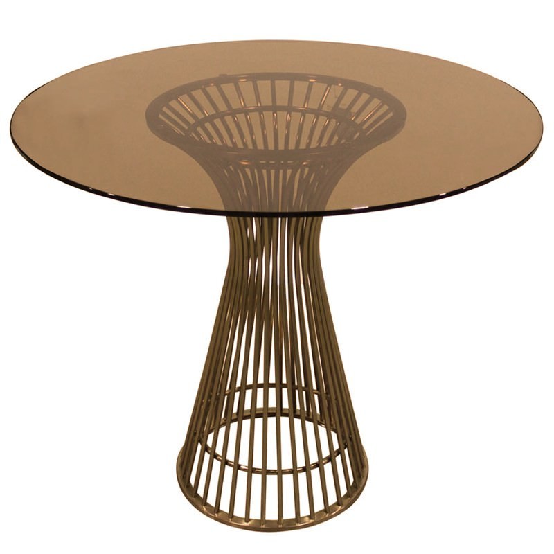 Spira Stainless Steel Round Hall Table with Glass Top