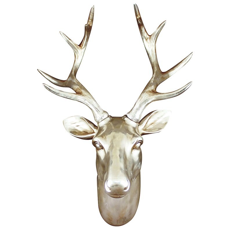 Resin Stag Bust Wall Decor Champagne