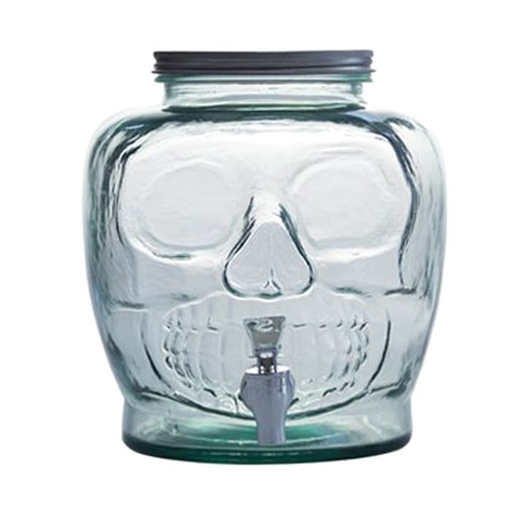 Skull Glass Beverage Dispenser with Spout