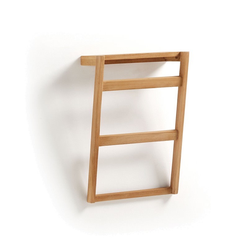 Ethel Teak Timber Bathroom Towel Rack, Wall Mounted