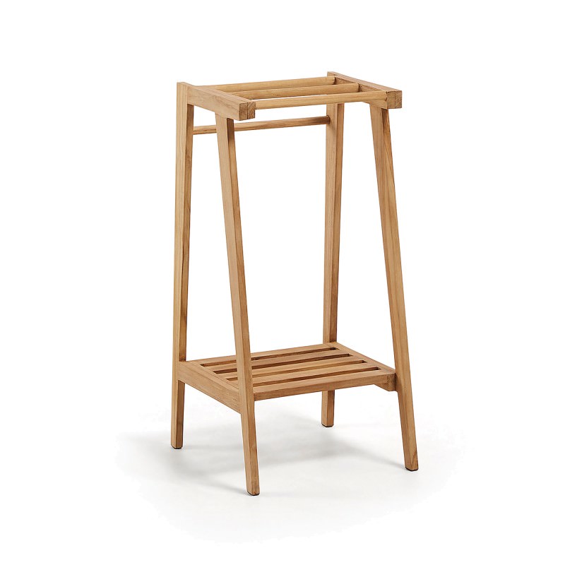 Ethel Teak Timber Bathroom Towel Rack, Free Standing
