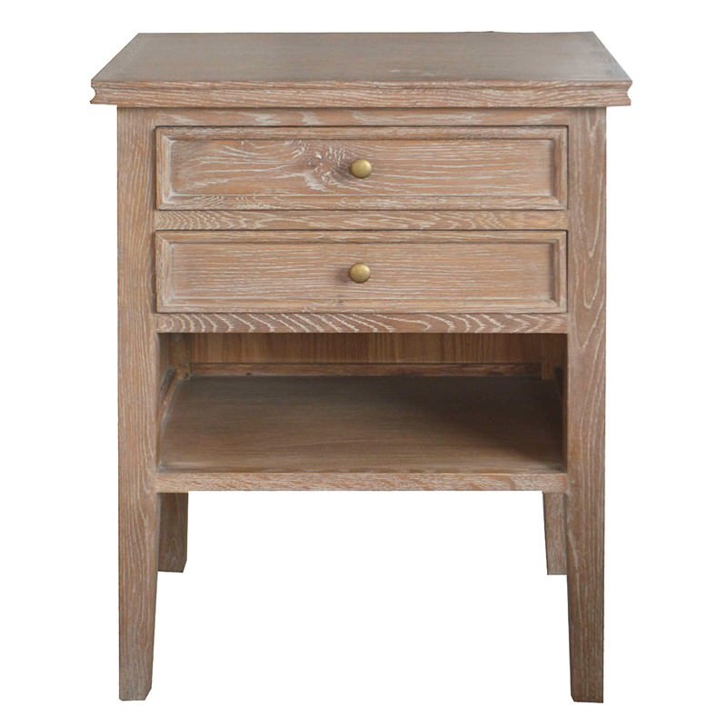 Partrack Solid Oak Timber Bedside Table, Brown Oak