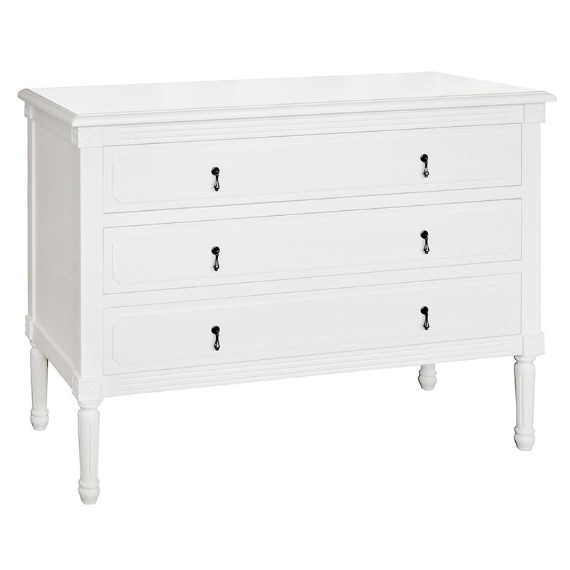 Michelle Solid Timber 3 Drawer Dresser Matt White