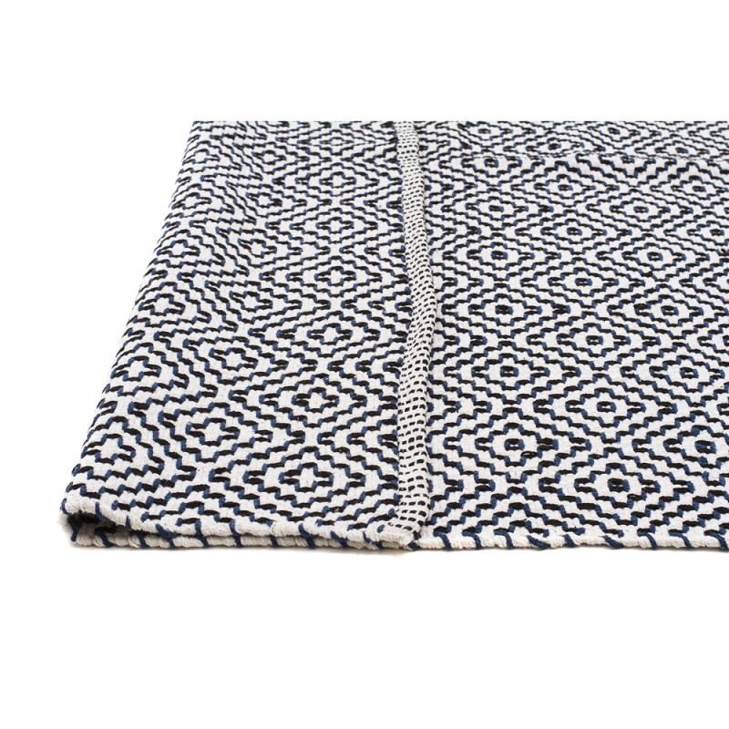 Spirit Carter Textured Modern Cotton Rug, 180x270cm, Navy