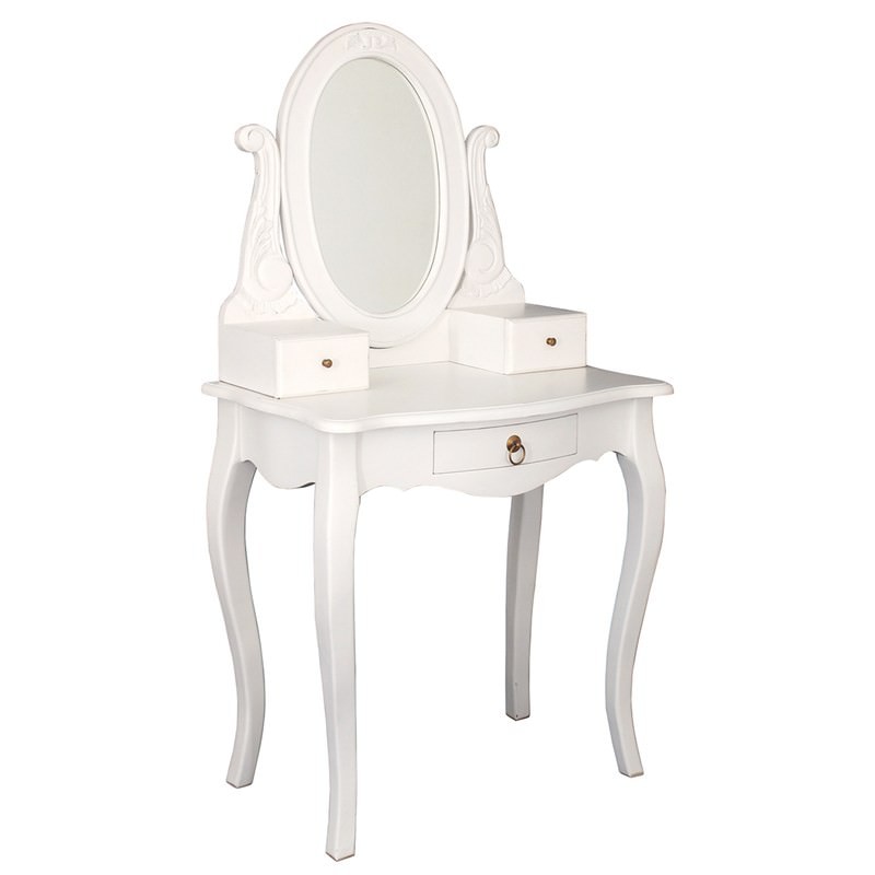 Queen Ann Nouveau Solid Mahogany Timber Dressing Table White