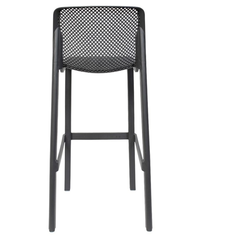 Net Italian Made Commercial Grade Indoor / Outdoor Bar Stool, Anthracite
