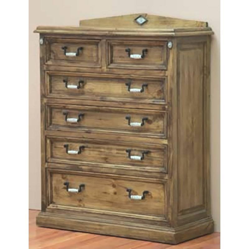 Suffolk Solid Pine Timber 6 Drawer Tallboy