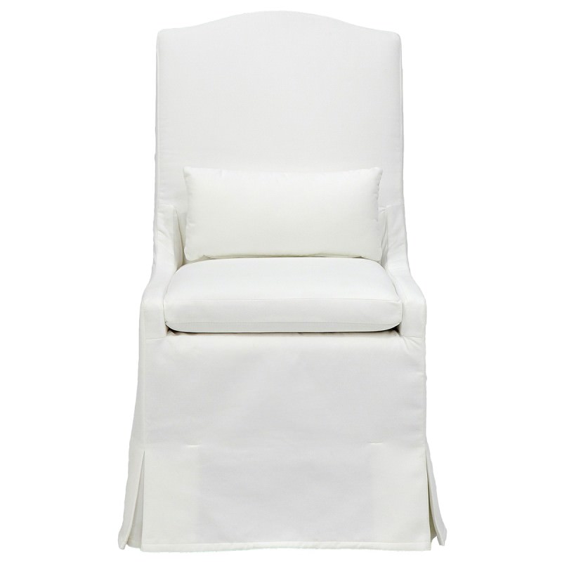 Serene Fabric Slipcovered Dining Chair on Casters, Pearl