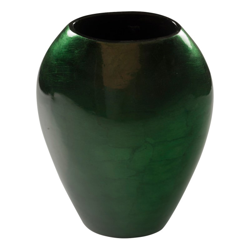 Apex Ceramic Flat Vase, Medium, Green