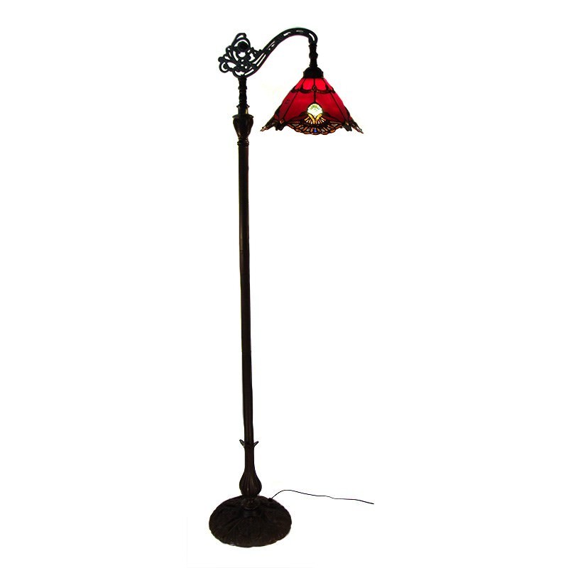 Edwardian Glass Floor Lamp 156cm, Red Glass Floor Lamp