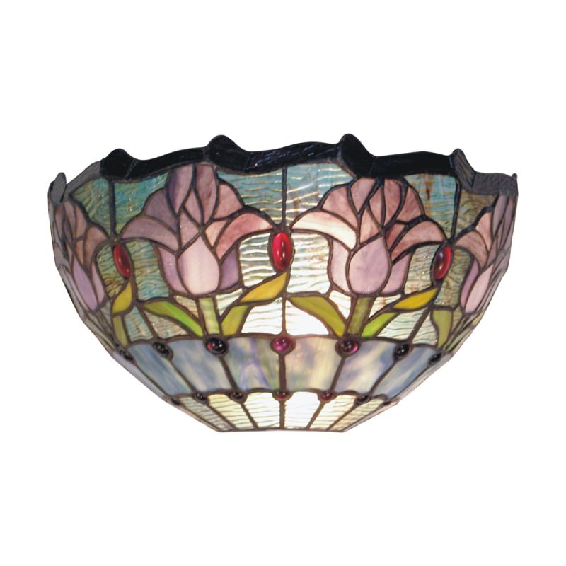 Mauve Tulip Tiffany Style Stained Glass Wall Sconce