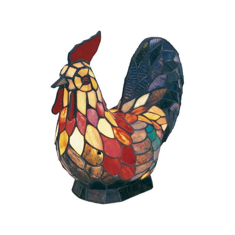 Tiffany Style Stained Glass Statue Table Lamp, Rooster
