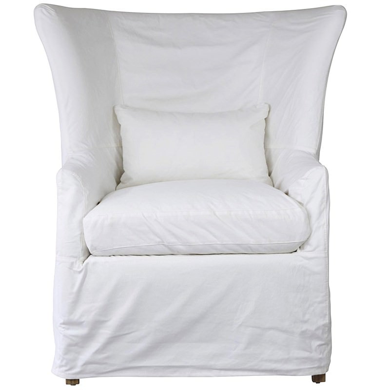 Emerton Canvas Slipcovered Wing Back Armchair