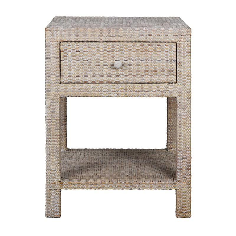 Savannah Rattan Bedside Table White Wash