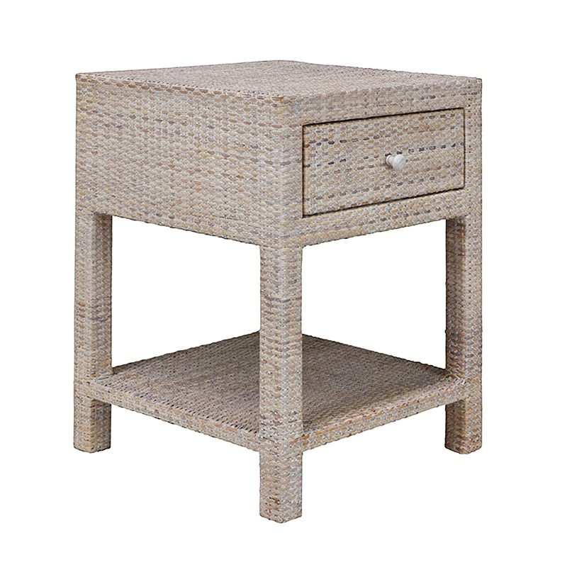 Savannah Rattan Bedside Table White Wash