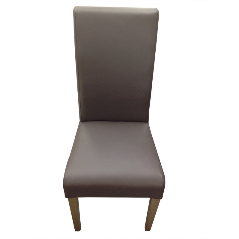 Alberta Top Grain Leather Dining Chair Brown French Grey