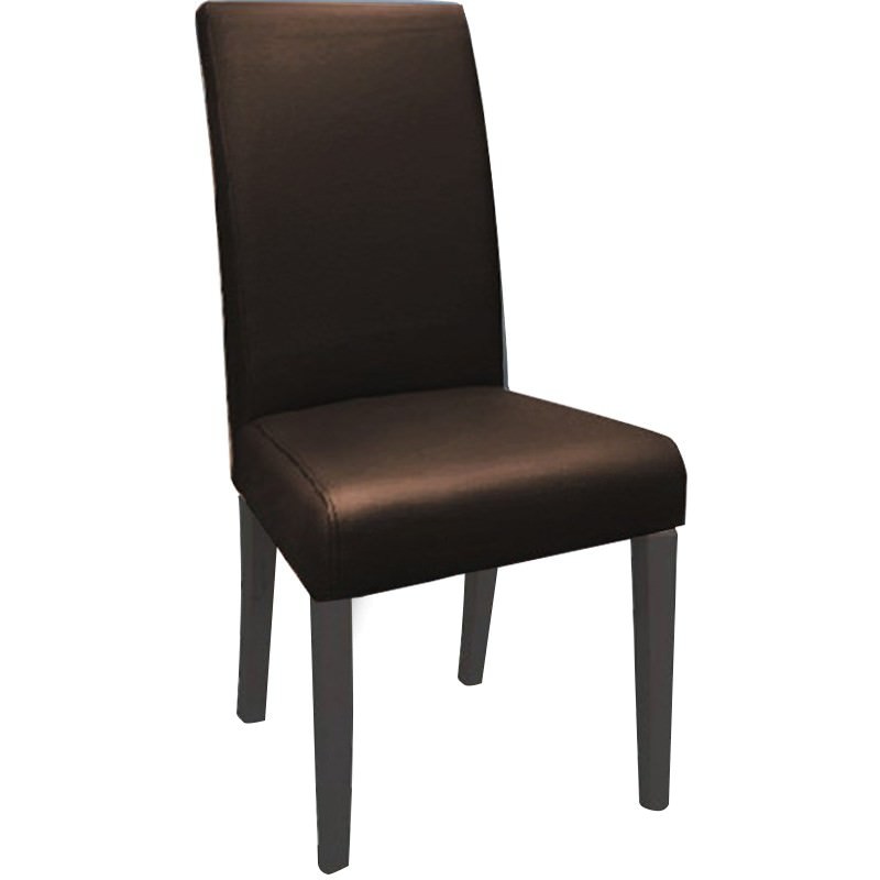 Sneek Top Grain Leather High Back Dining Chair with Dark Legs Brown