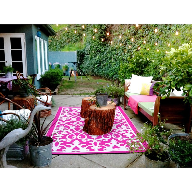 Venice 150x238cm Reversible Outdoor Rug Pink/Cream