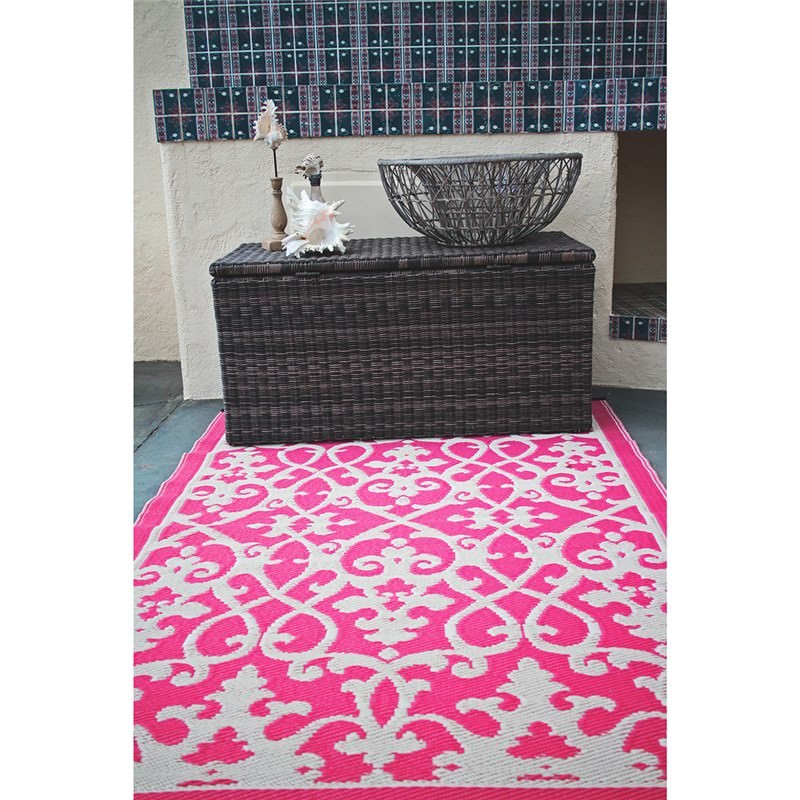 Venice 150x238cm Reversible Outdoor Rug Pink/Cream