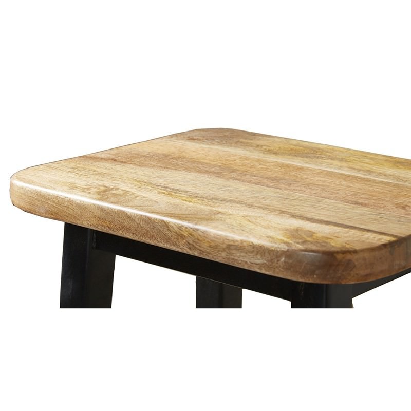 Alamota Solid Mango Wood Timbe Bar Stool, Black