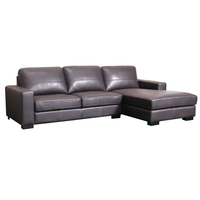 Rankin 2.5 Seater Leather Corner Sofa with Right Hand Facing Chaise - Chocolate