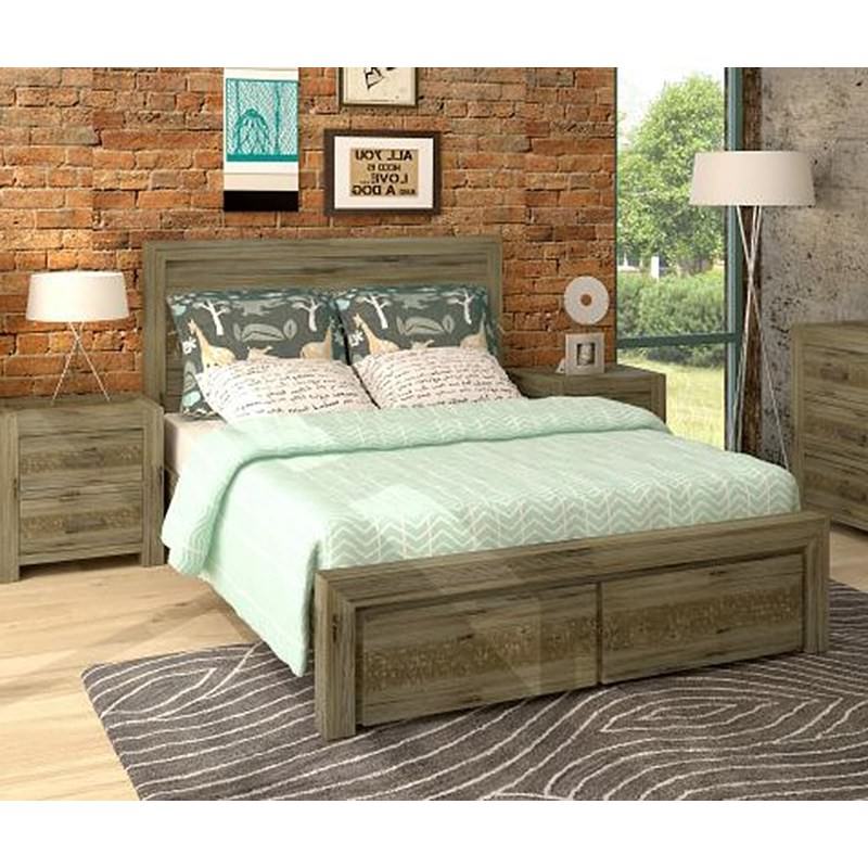 Yarsley Solid Acacia Timber Queen Bed with End Drawers