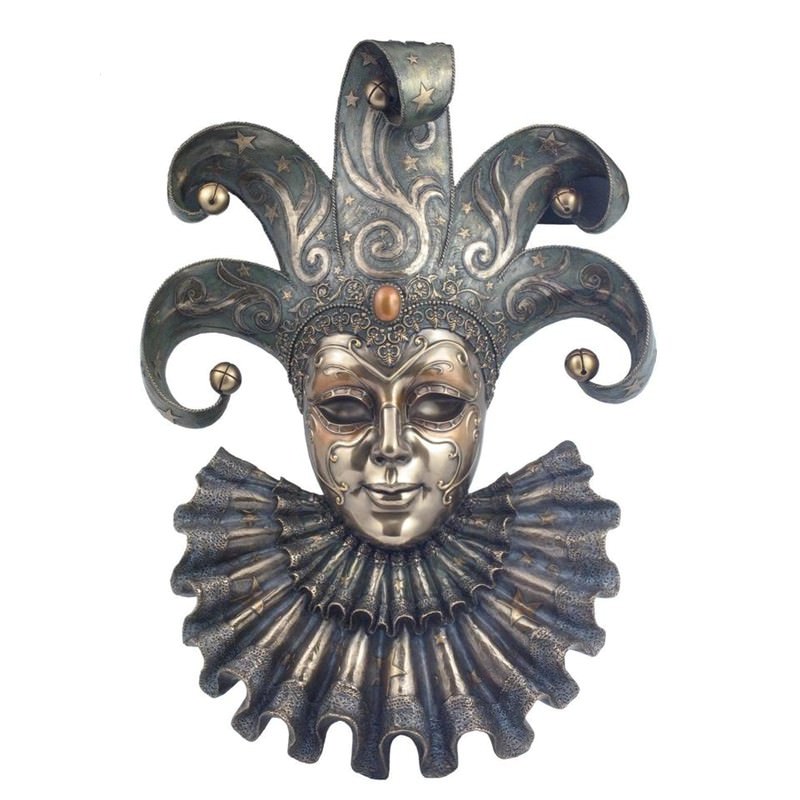 Cast Bronze Venetian Mask Wall Art, Jester