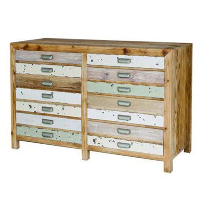 Trend Light Recycled Colourful Elm 8 Drawer Chest 140cm