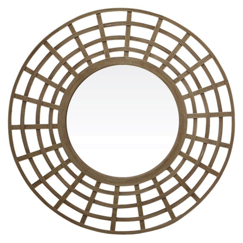 Serial Rattan Framed Round Wall Mirror, 80cm