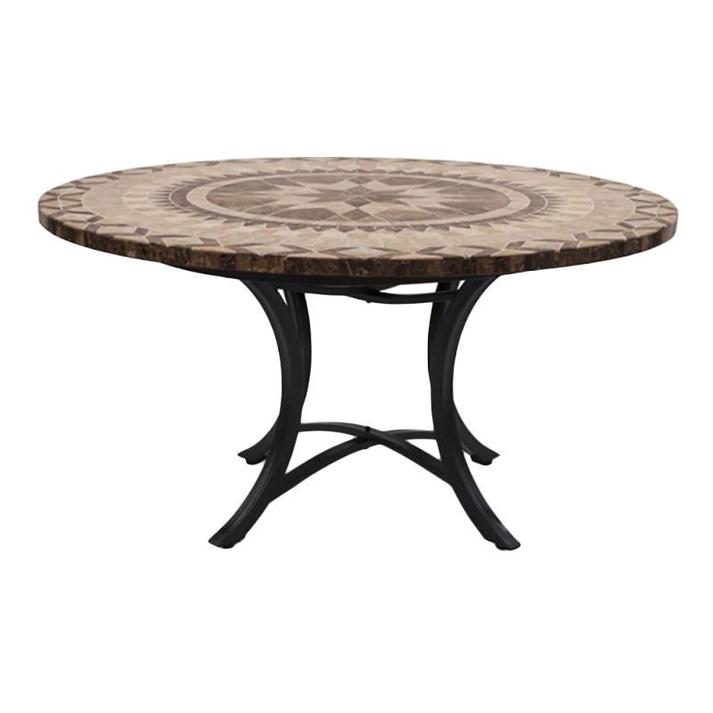 Moroccan Marble Stone Round Outdoor Dining Table, Minerva Base, 120cm