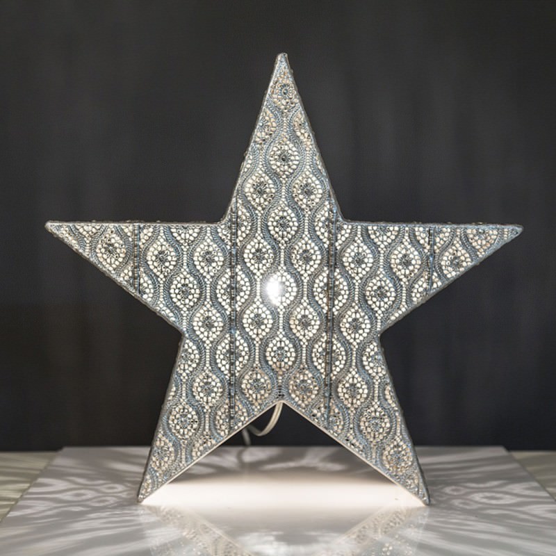 Neo Metal Filigree Star Table Lamp, Silver