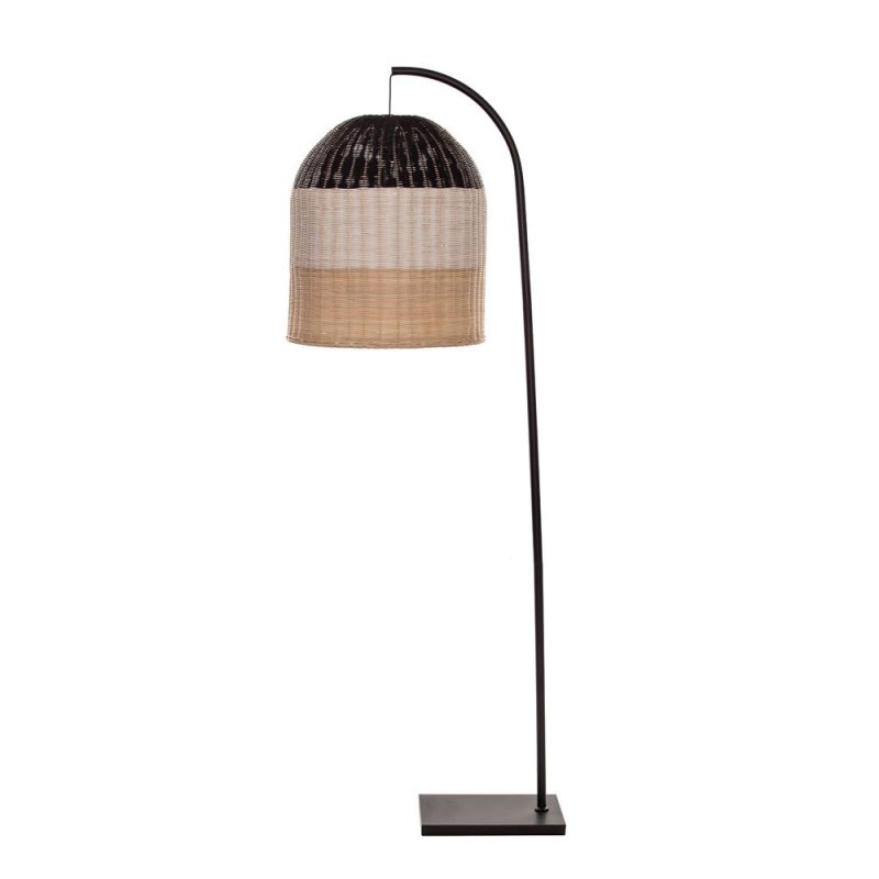 Luna Rattan Shade Arc Floor Lamp