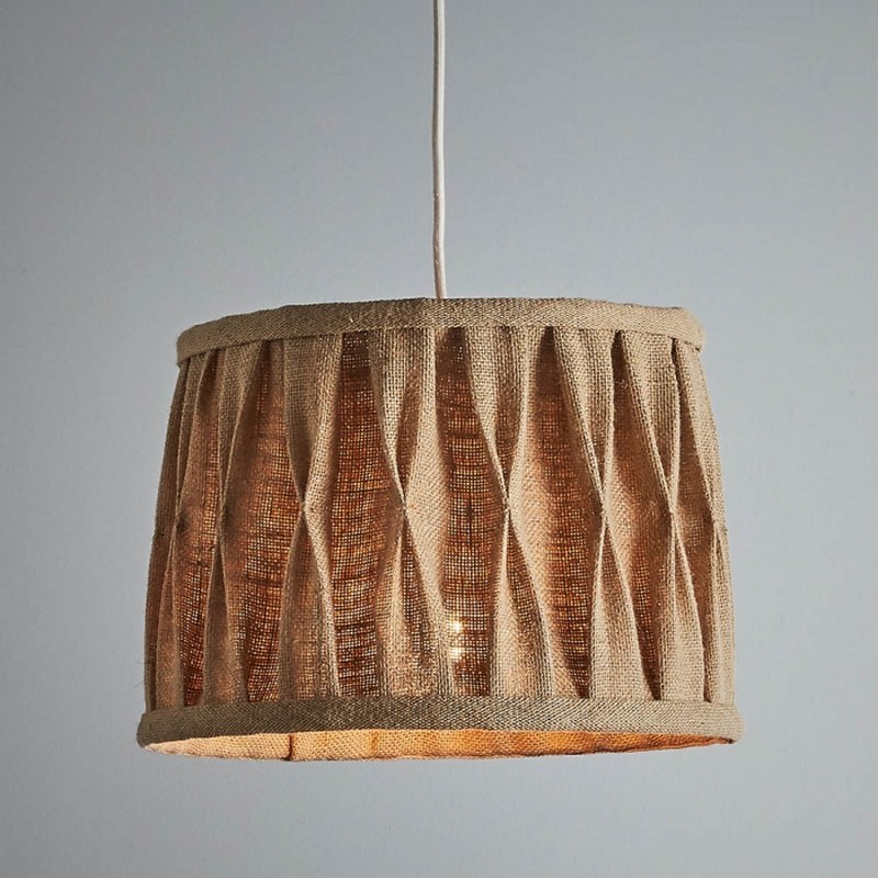 Lars Jute Fabric Pleated Drum Pendant Light