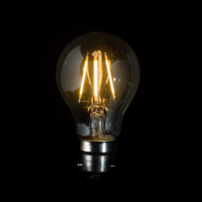 A60 LED Filament Light Bulb, B22, Clear