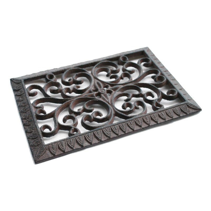 Agnes Cast Iron Rectangular Trivet, Antique Rust