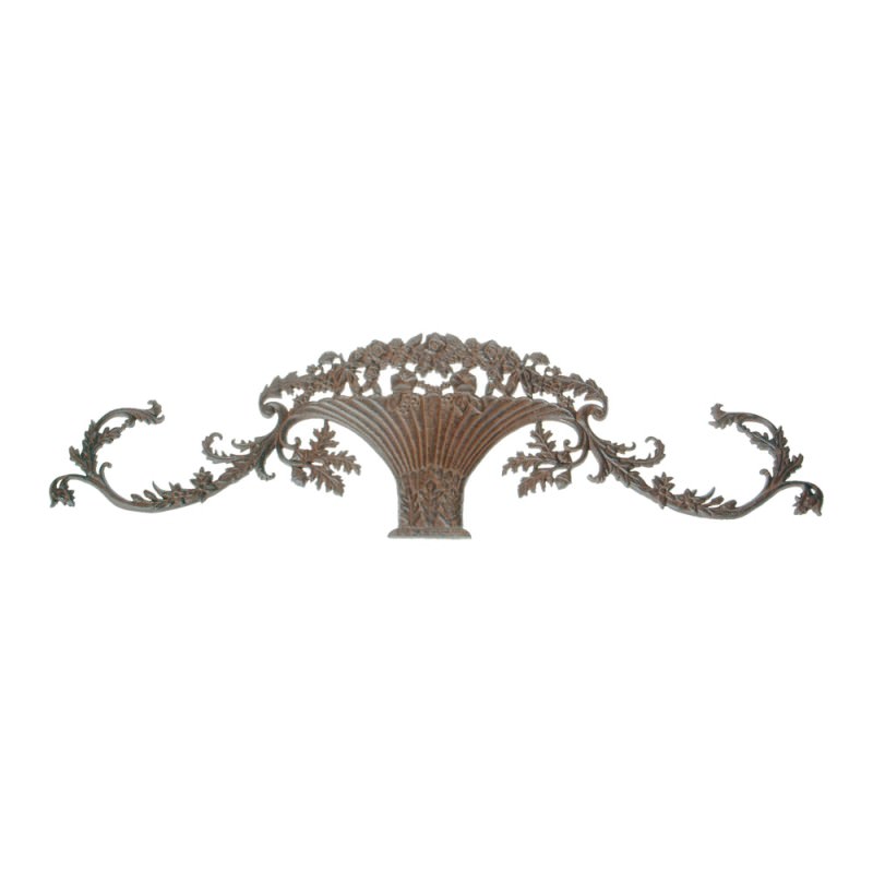 Flower Basket Cast Iron Wall Decor Antique Rust