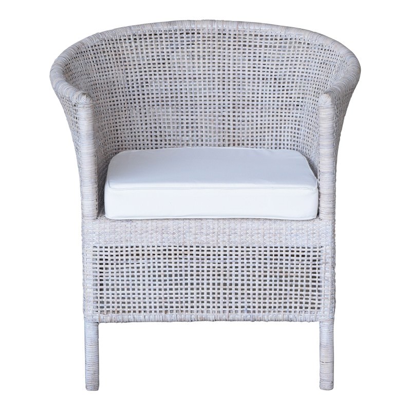 Savannah Rattan Armchair, White Wash
