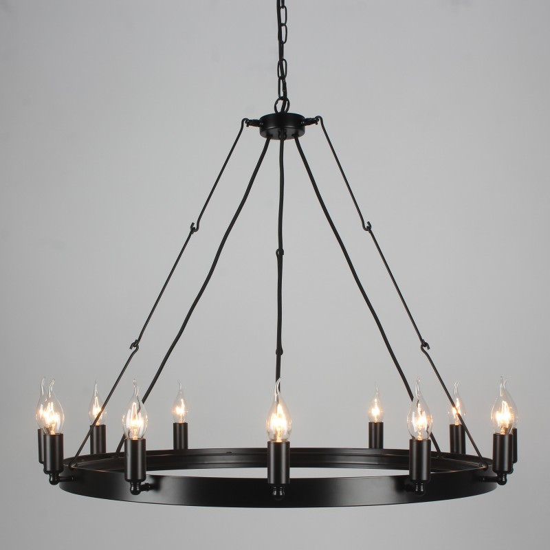 Camino 12 Light Iron Round Chandelier