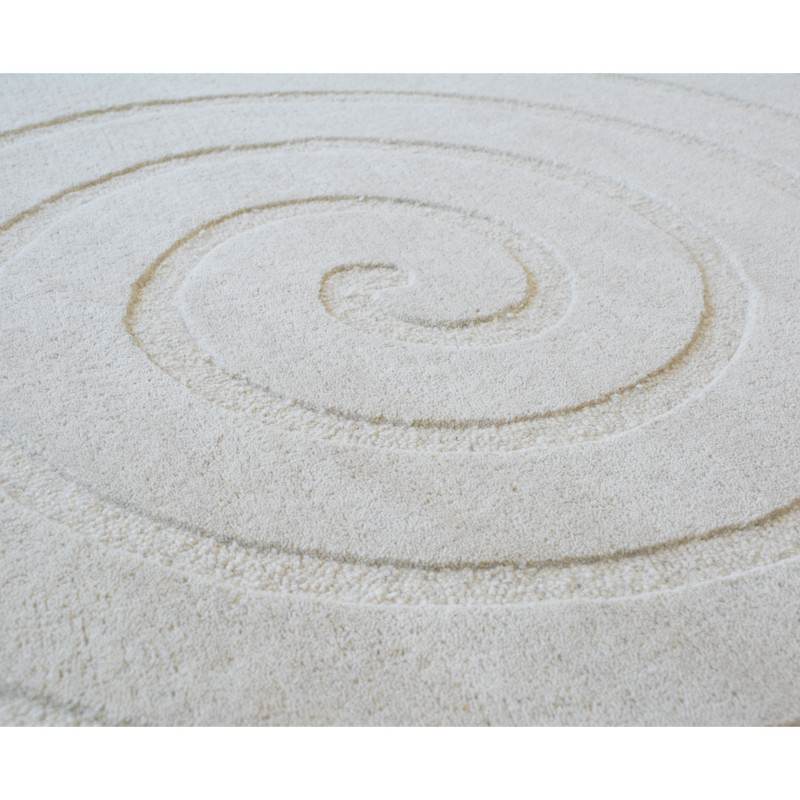 Round Wool Rug Swirl White (160cm Diameter)