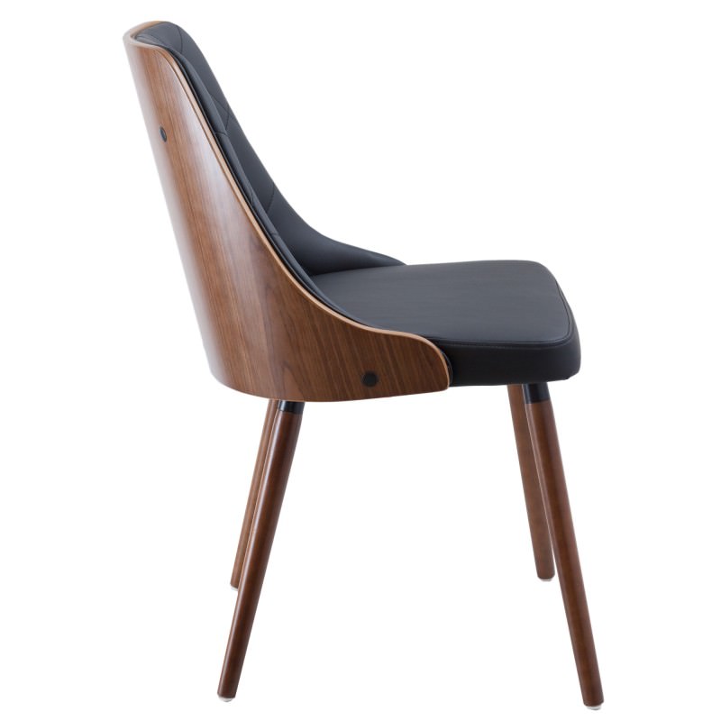 Set of 2 Yvonne PU Leather & Timber Dining Chairs Black