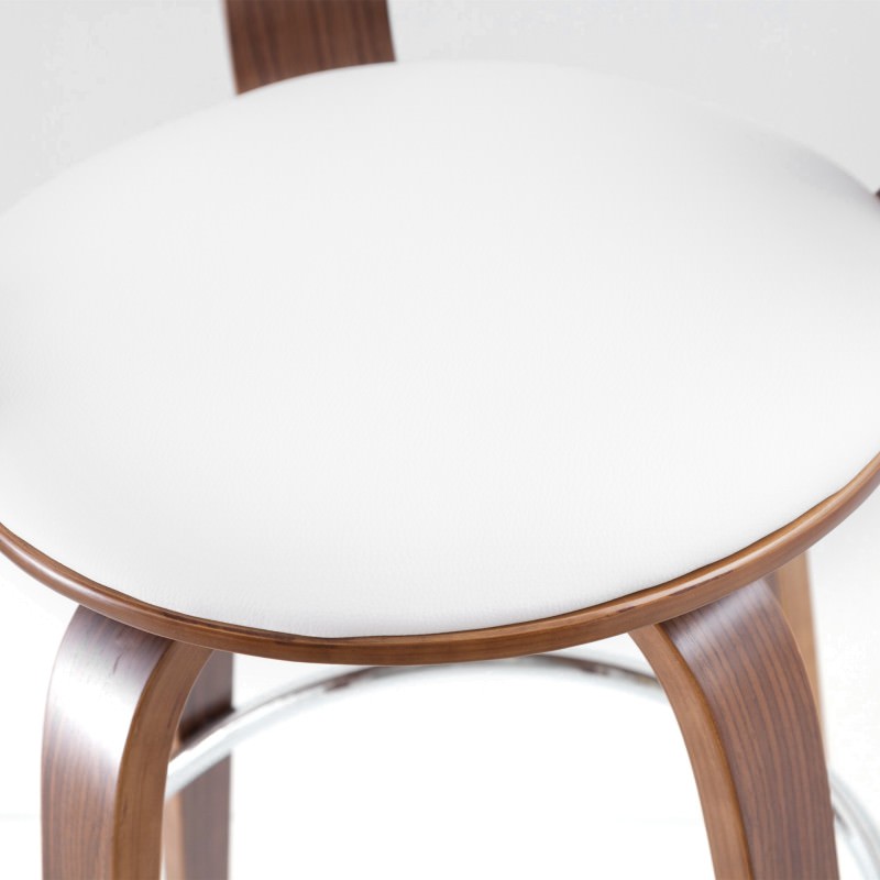 Set of 2 Millan PU Leather & Timber Bar Chairs, White