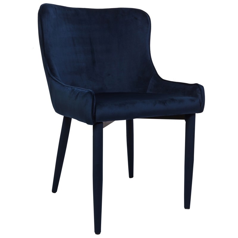 Romeo Velvet Fabric Dining Chair Navy