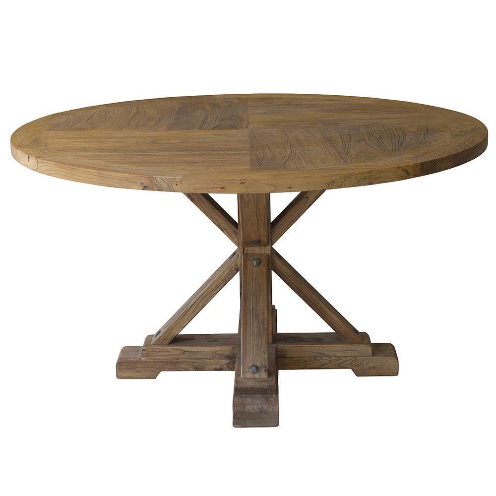 Bordeaux Reclaimed Elm Timber Round Dining Table, 140cm