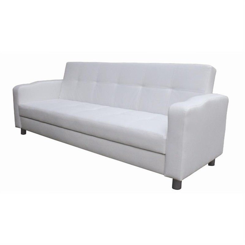 3 Seater Italian Design White Pu Leather Sofa Bed Futon Sofabed
