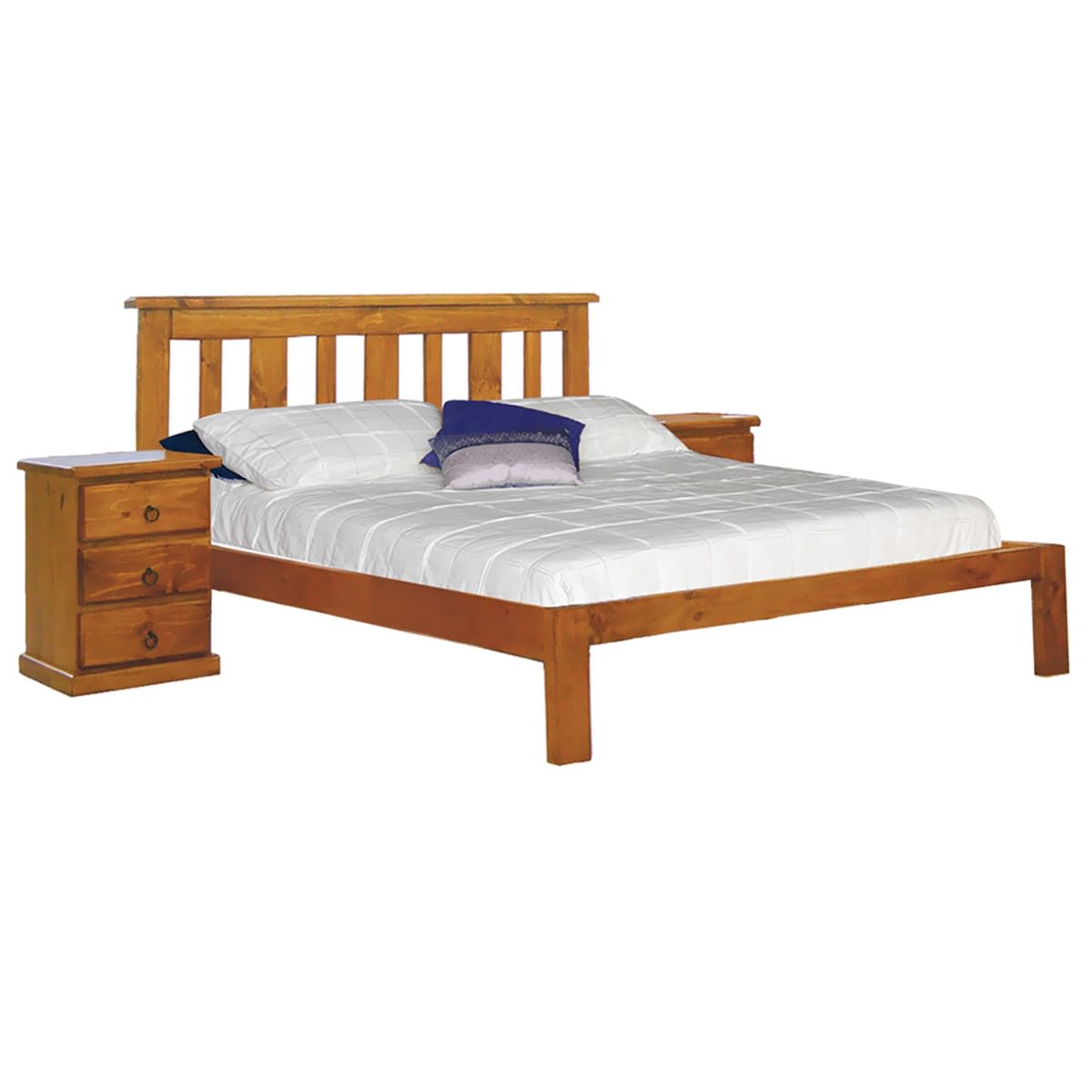 Gina New Zealand Pine Timber Bed, Double