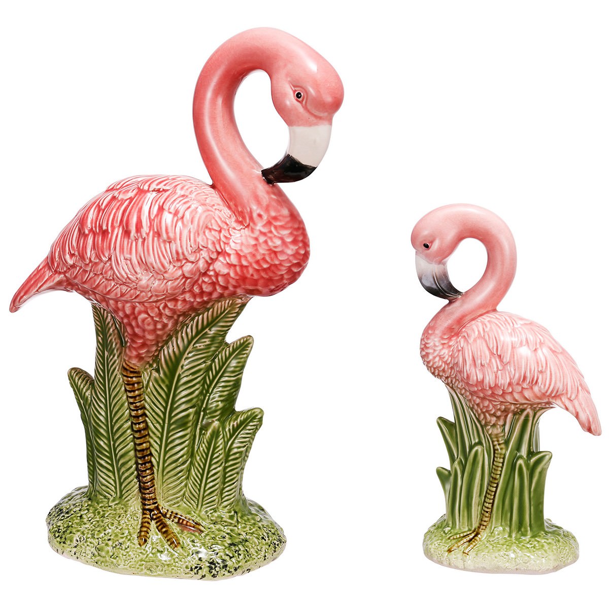 Siena 2 Piece Ceramic Flamingo Decor Set